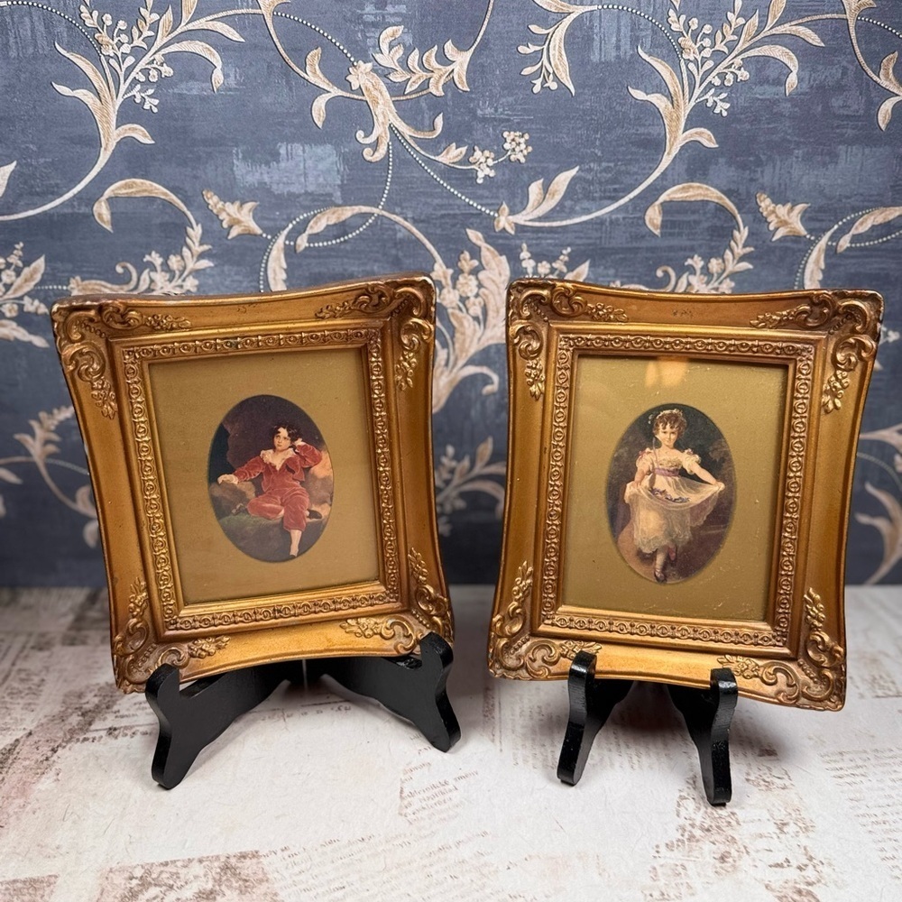 Vintage Sir Thomas Lawrence Miss Murray & Red Boy Framed Prints USA 1960s